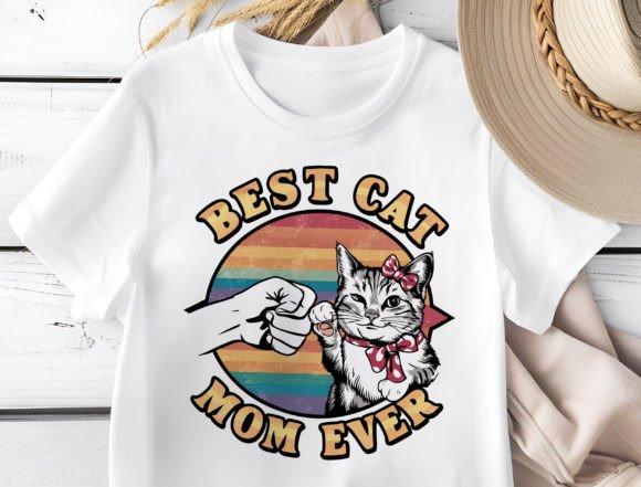 Best Cat Mom Ever Png, Retro Cat Mom Graphics and T-Shirt Designs